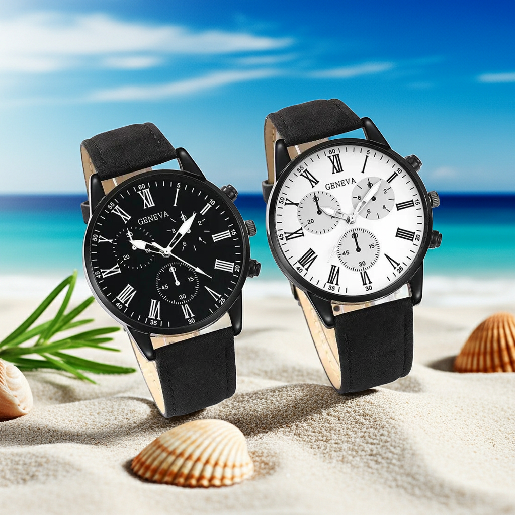 1/2PCS Set Couple Fashion Casual Leather Watches Ladies Simple Dial Quartz Wristwatches Dress Clock Montre Femme