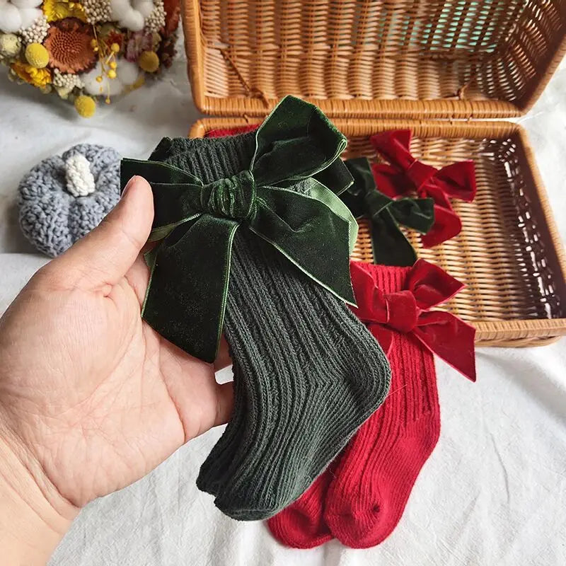 Autumn Baby Infant Socks Thick Knitted Girls Ankle Socks Big Bows Warm Cotton Children Socks Toddlers Boot Socks 0-5Years