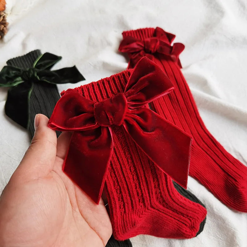 Autumn Baby Infant Socks Thick Knitted Girls Ankle Socks Big Bows Warm Cotton Children Socks Toddlers Boot Socks 0-5Years