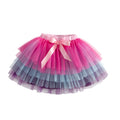 DXTON Children Skirt For Girls Layer Gradient Princess Tutu Skirt Four Seasons Tulle Patchwork Girls Skirt Kids Casual Outfits