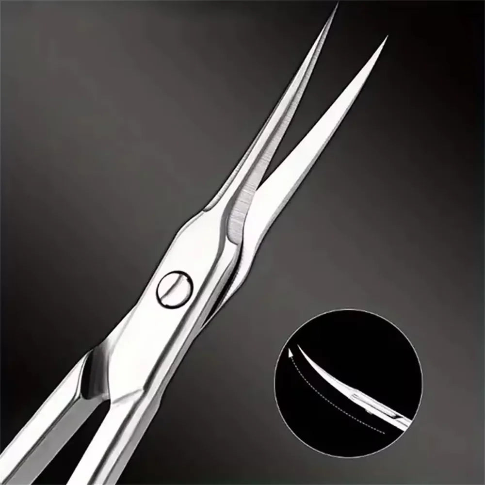 Manicure Scissors Cuticle Regrowth Cut Curved Tip Nail Pedicure Grooming Professional Stainless Steel Dead Skin Remover
