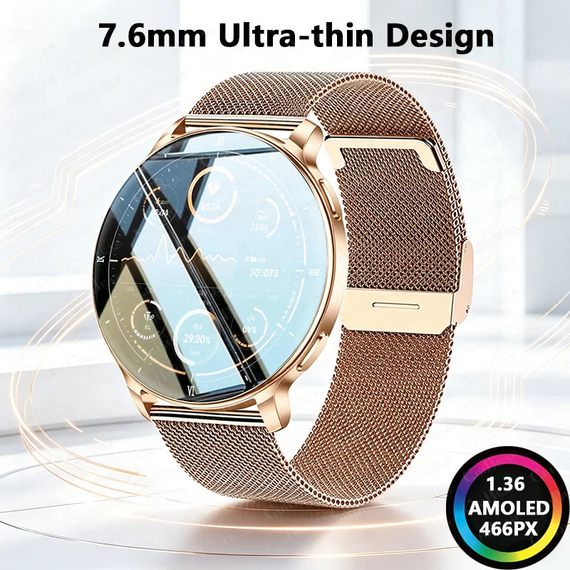 7.6MM Smart Watch 1.32'' AMOLED HD Screen Men Women Sports Watches LED Flashlight BT Call Heart Rate Health Care Smartwatch 2026