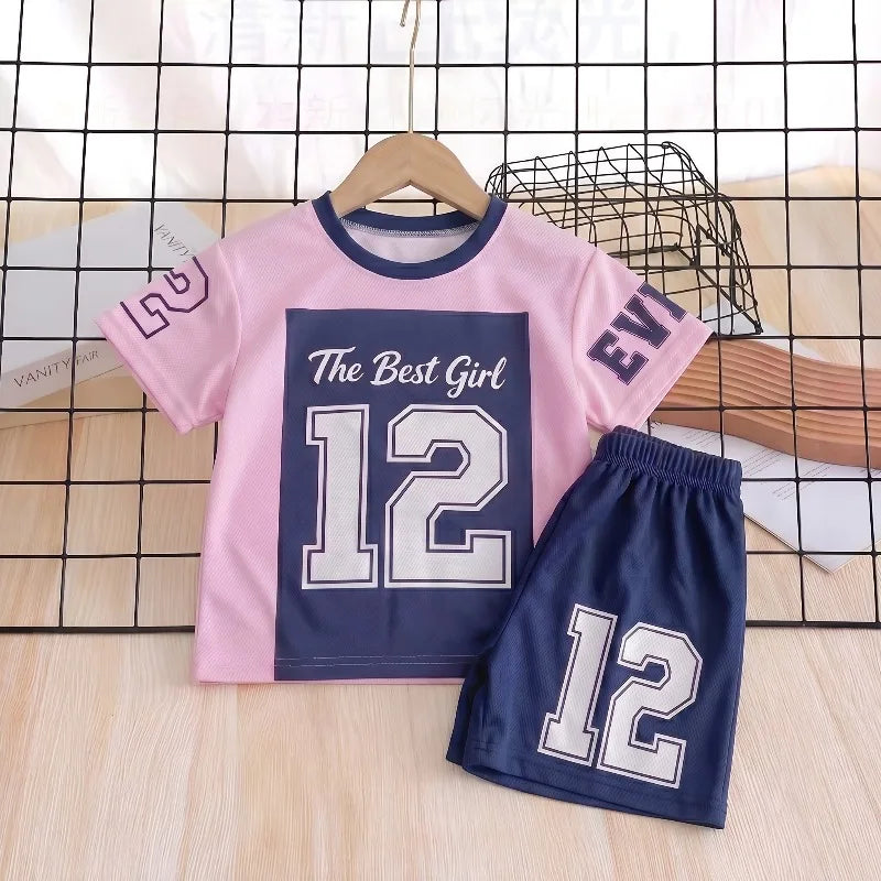 2026 Summer Children Breathable Mesh Running Clothes Sets Girls Quick-dry T Shirt and Shorts Two Piece Suit Kids Casual Outfits