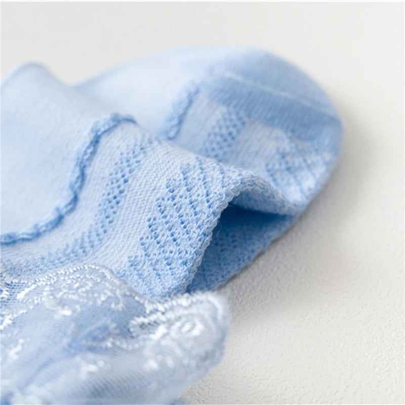 5/10Pairs Baby Girls Kids Socks Lace Ruffle Princess Mesh Children Ankle Short Breathable Cotton White Pink Blue Toddler Sock