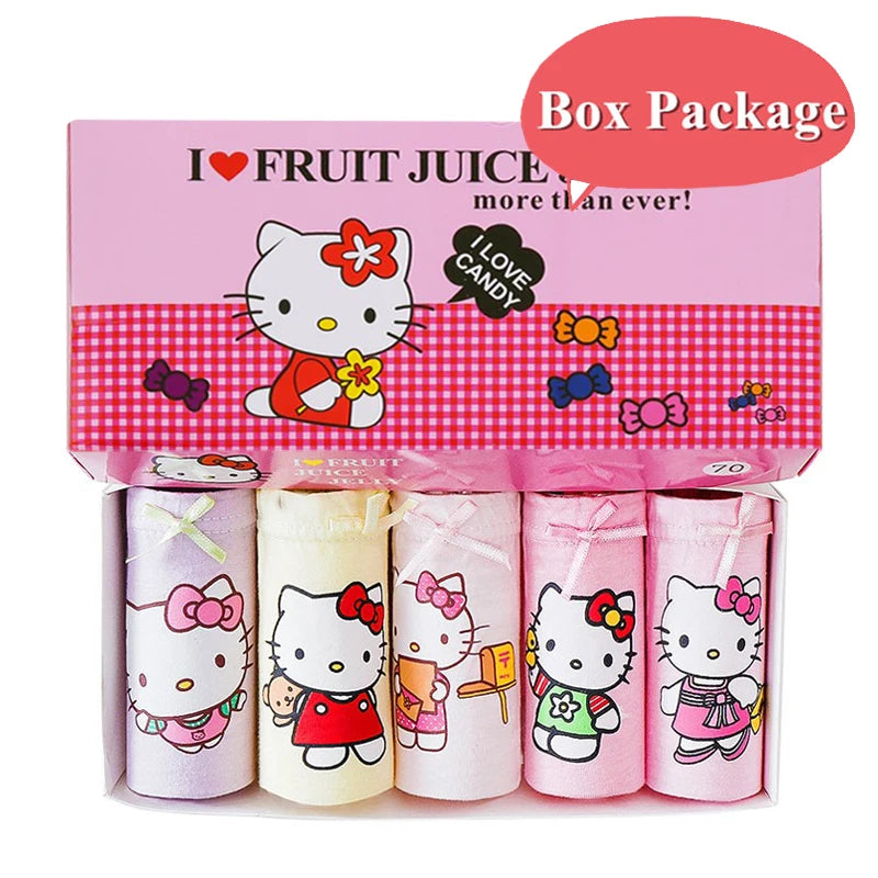 5 Pcs/Box Cotton Panties For Girls Cute Cartoon Character Kuromi Melody Girls Briefs Children Underwear Breathable Kids Knickers