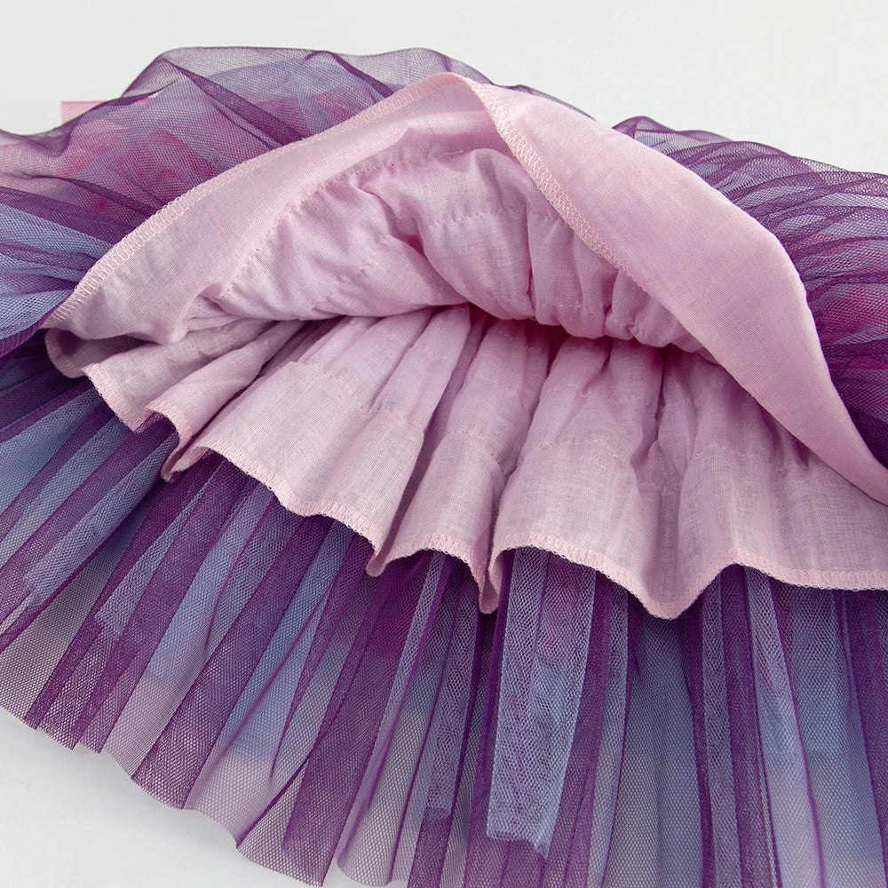 DXTON Children Skirt For Girls Layer Gradient Princess Tutu Skirt Four Seasons Tulle Patchwork Girls Skirt Kids Casual Outfits