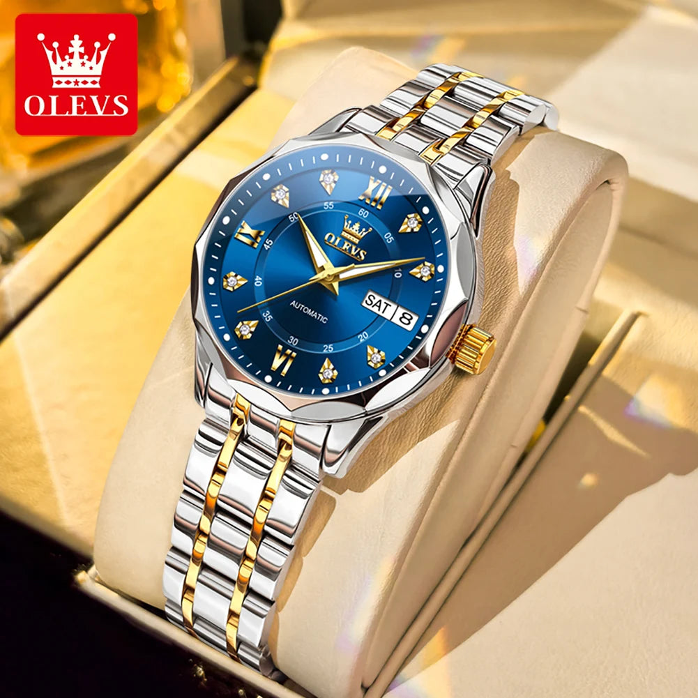 OLEVS 6727 Fashion Elegant Women's Automatic Mechanical Watches Simple Versatile 30m Waterproof Original Lady Wristwatch Genuine