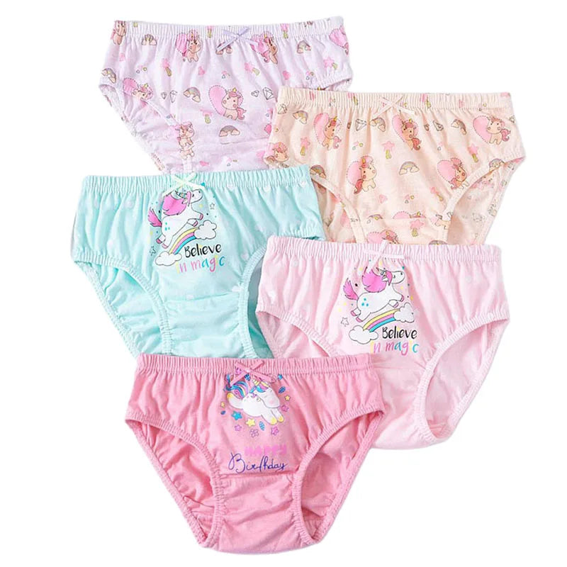 5 Pcs/Box Cotton Panties For Girls Cute Cartoon Character Kuromi Melody Girls Briefs Children Underwear Breathable Kids Knickers