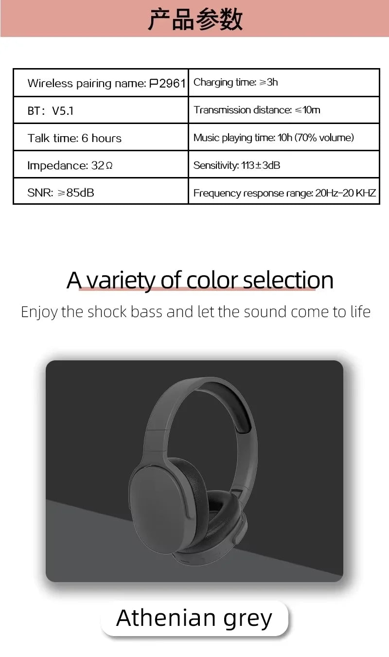 Bluetooth 5.3 Headsets Gaming Headphones Dual Mode Wireless Earphones Foldable Noise Reduction Music Headsets For iPhone Xiaomi