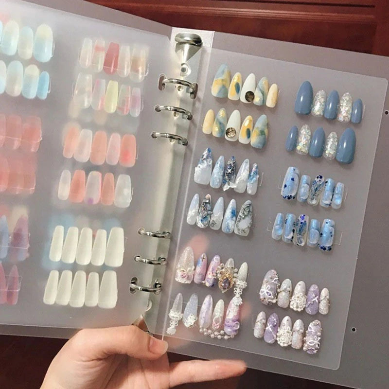 Manicure Nail Painting Practice Design Book with PVC Storage Display Album Easy Nails Sample Tips Book