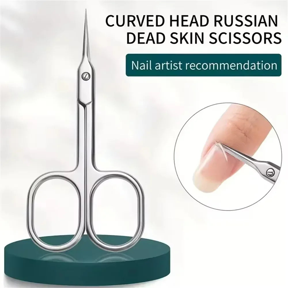 Manicure Scissors Cuticle Regrowth Cut Curved Tip Nail Pedicure Grooming Professional Stainless Steel Dead Skin Remover