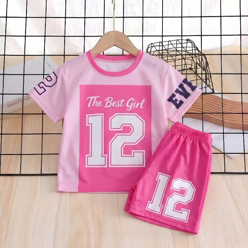2026 Summer Children Breathable Mesh Running Clothes Sets Girls Quick-dry T Shirt and Shorts Two Piece Suit Kids Casual Outfits