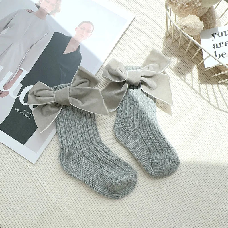 Autumn Baby Infant Socks Thick Knitted Girls Ankle Socks Big Bows Warm Cotton Children Socks Toddlers Boot Socks 0-5Years