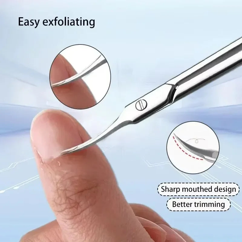 Manicure Scissors Cuticle Regrowth Cut Curved Tip Nail Pedicure Grooming Professional Stainless Steel Dead Skin Remover