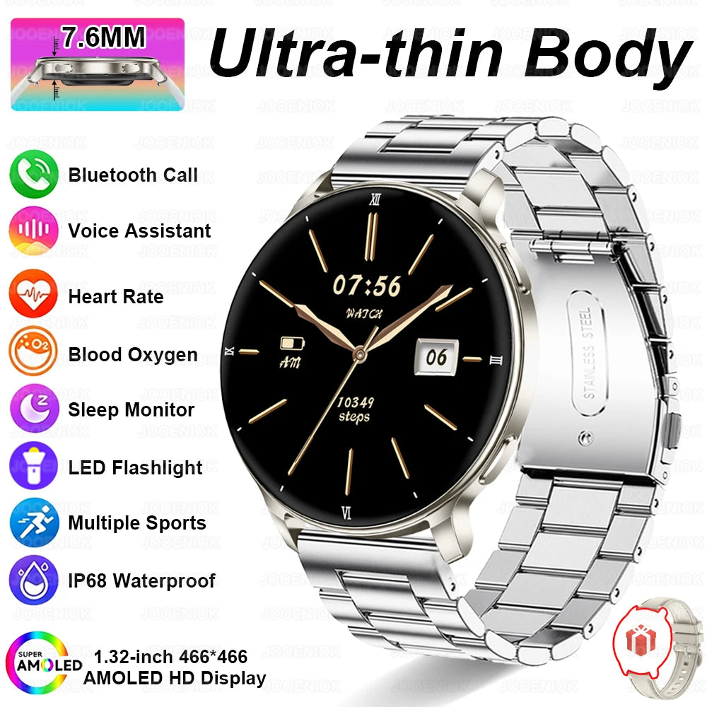 7.6MM Smart Watch 1.32'' AMOLED HD Screen Men Women Sports Watches LED Flashlight BT Call Heart Rate Health Care Smartwatch 2026