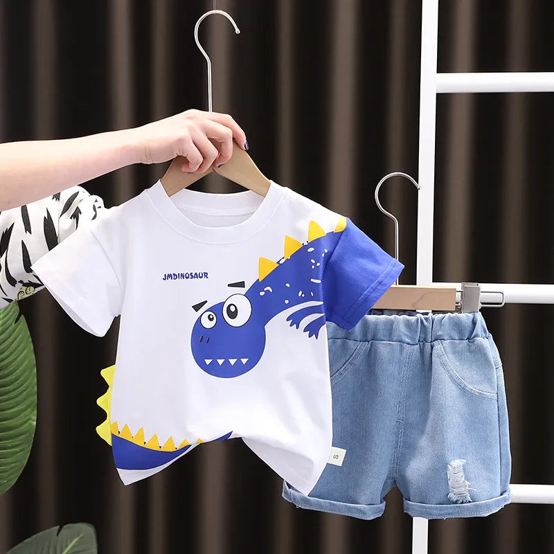 Conjunto 2 Piezas Dinosaurio — Playera y Shorts para Niños, Algodón, Deportivo