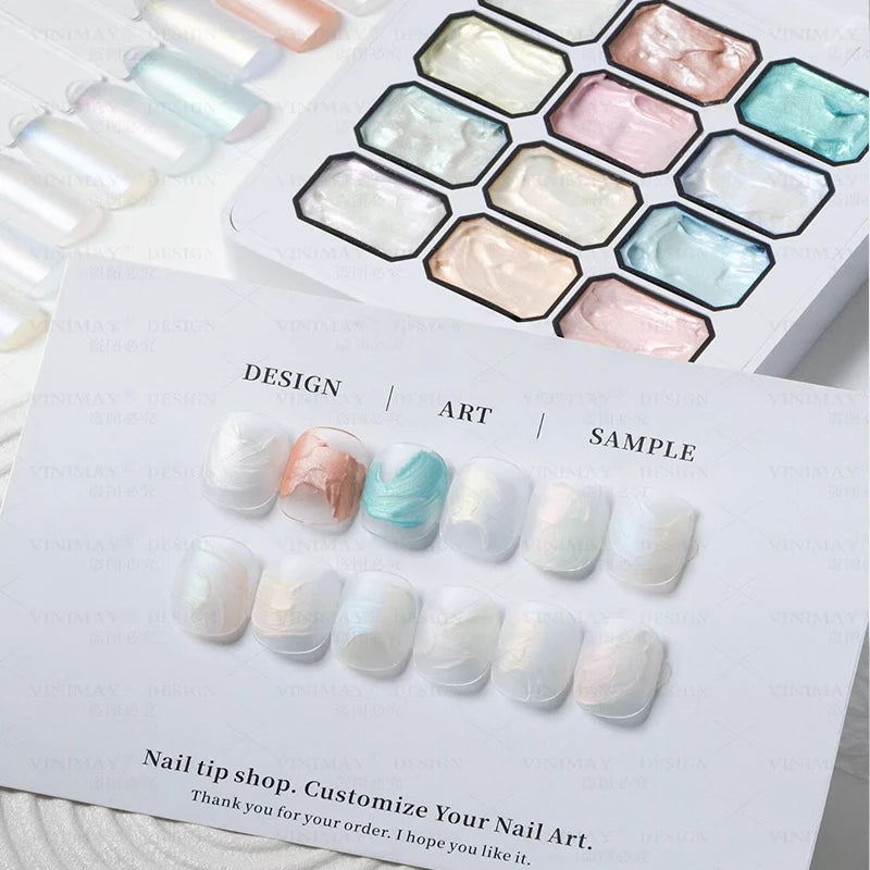 12-grid highlight aurora patting gel polish blush gradient gel polish UV gel suitable for French manicures, DIY nail art charm