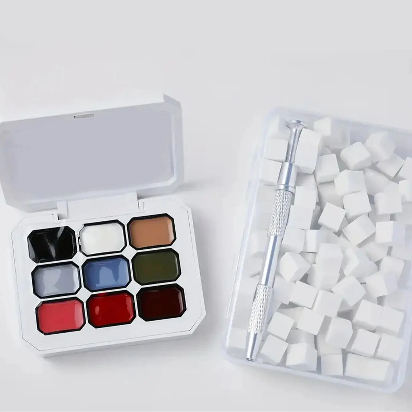 Manicure set, including 9 colors of solid nail polish, nail sponge + mini claw clip, new style , salon quality
