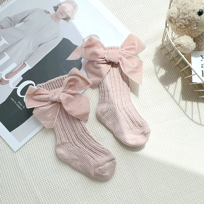 Autumn Baby Infant Socks Thick Knitted Girls Ankle Socks Big Bows Warm Cotton Children Socks Toddlers Boot Socks 0-5Years