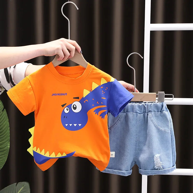 Conjunto 2 Piezas Dinosaurio — Playera y Shorts para Niños, Algodón, Deportivo