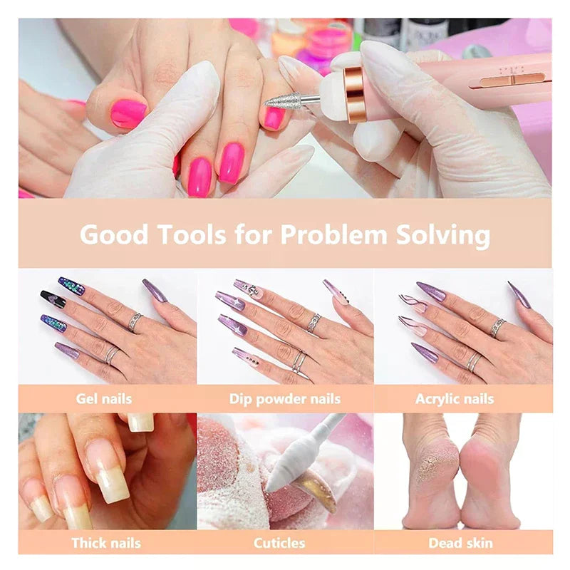 Manicure Kit, Electric 5-in-1 Advanced Nail Set, Professional Nail Art Machine with Light