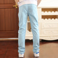 4-18T kids Boy Pants Casual Solid 100% Cotton Straight Pants For Boys Elastic Waist Children Boys Trousers 110-180 High Quality
