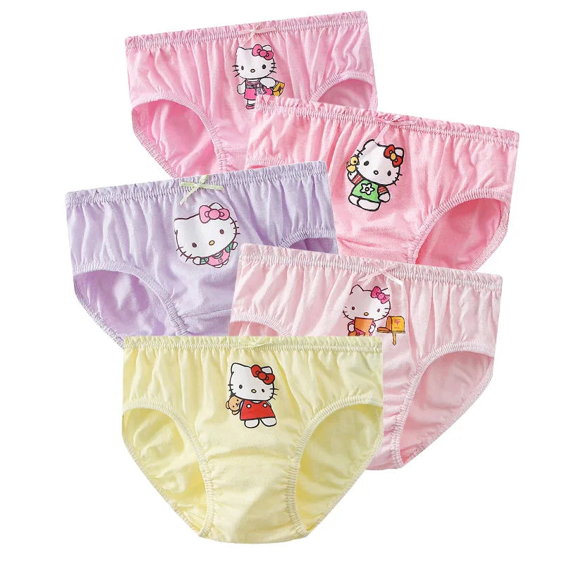 5 Pcs/Box Cotton Panties For Girls Cute Cartoon Character Kuromi Melody Girls Briefs Children Underwear Breathable Kids Knickers