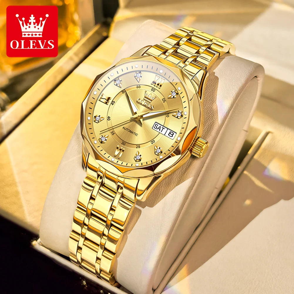 OLEVS 6727 Fashion Elegant Women's Automatic Mechanical Watches Simple Versatile 30m Waterproof Original Lady Wristwatch Genuine