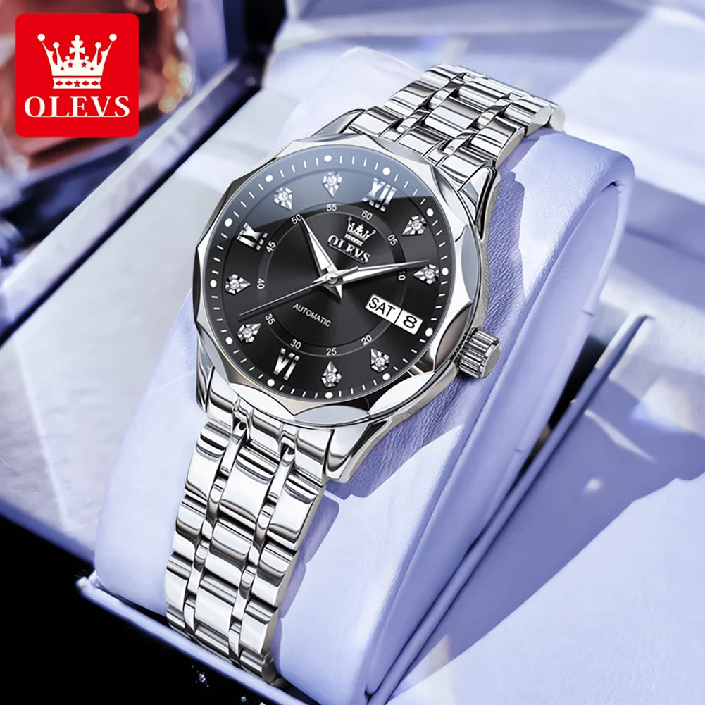 OLEVS 6727 Fashion Elegant Women's Automatic Mechanical Watches Simple Versatile 30m Waterproof Original Lady Wristwatch Genuine