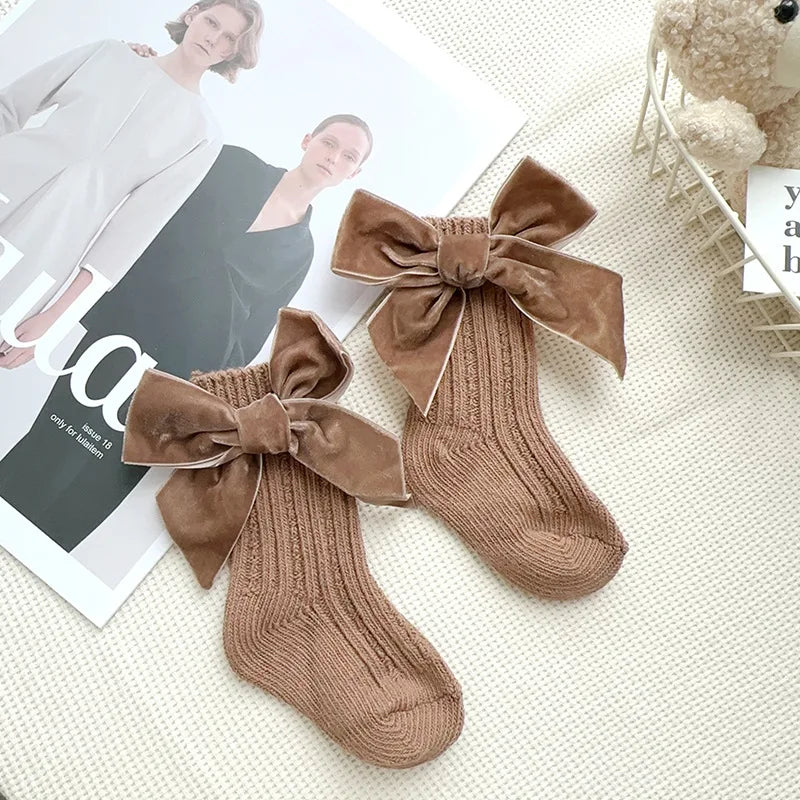 Autumn Baby Infant Socks Thick Knitted Girls Ankle Socks Big Bows Warm Cotton Children Socks Toddlers Boot Socks 0-5Years