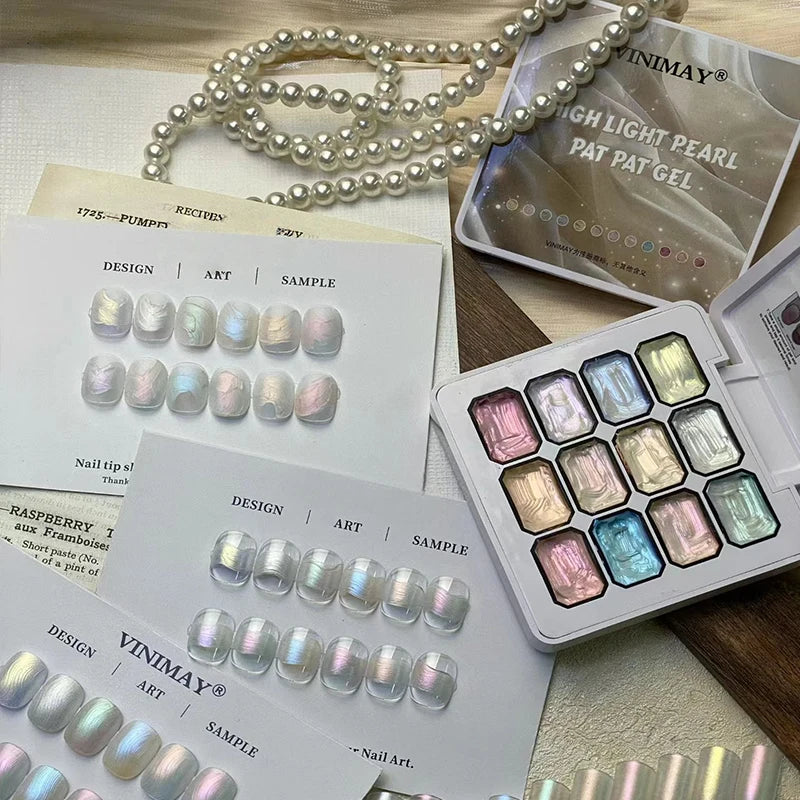 12-grid highlight aurora patting gel polish blush gradient gel polish UV gel suitable for French manicures, DIY nail art charm