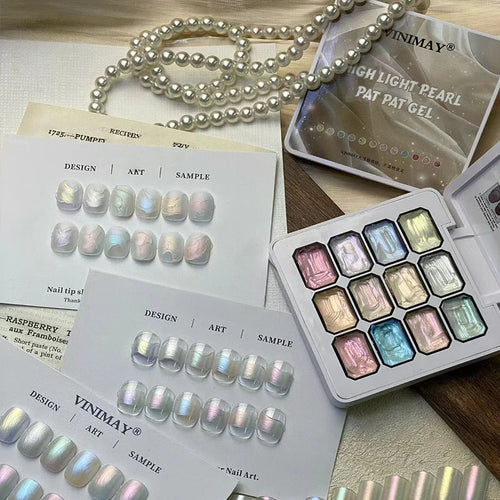 12-grid highlight aurora patting gel polish blush gradient gel polish UV gel suitable for French manicures, DIY nail art charm