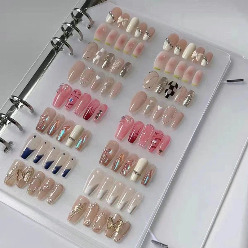 Manicure Nail Painting Practice Design Book with PVC Storage Display Album Easy Nails Sample Tips Book