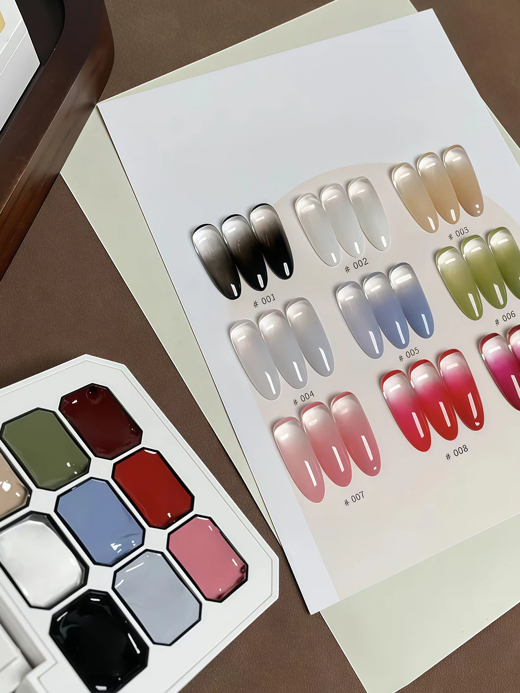 Manicure set, including 9 colors of solid nail polish, nail sponge + mini claw clip, new style , salon quality