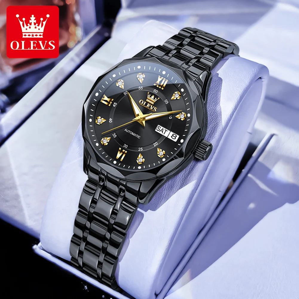 OLEVS 6727 Fashion Elegant Women's Automatic Mechanical Watches Simple Versatile 30m Waterproof Original Lady Wristwatch Genuine