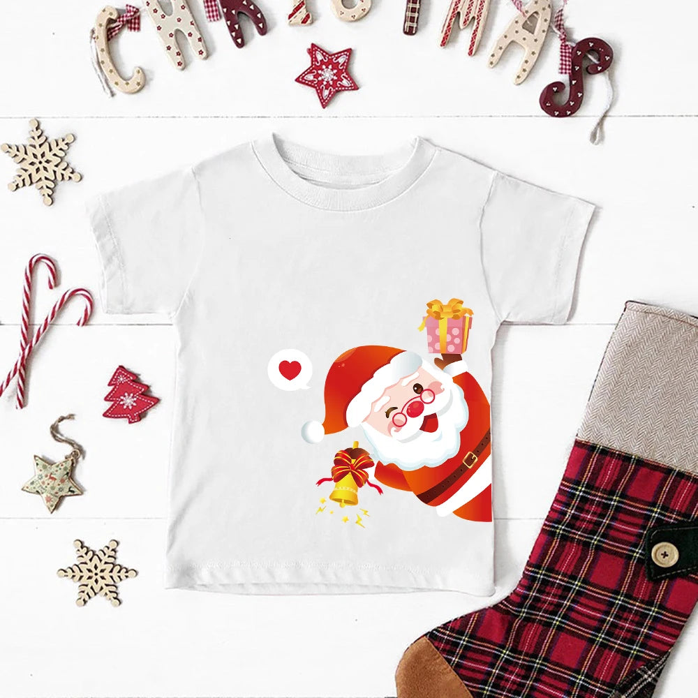 Merry Christmas Santa Claus Kids Tshirt Fashion Children Clothes Boys Girls Short Sleeve T-shirt Kids Xmas Holiday T Shirts