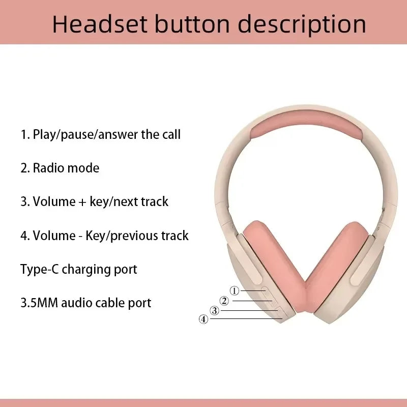 Bluetooth 5.3 Headsets Gaming Headphones Dual Mode Wireless Earphones Foldable Noise Reduction Music Headsets For iPhone Xiaomi