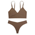Seamless Bra Set Women Lingerie Set V-Shape Low Waist Thong Panties V-neck Bralette Wireless Brassiere Female Sexy Underwear Set