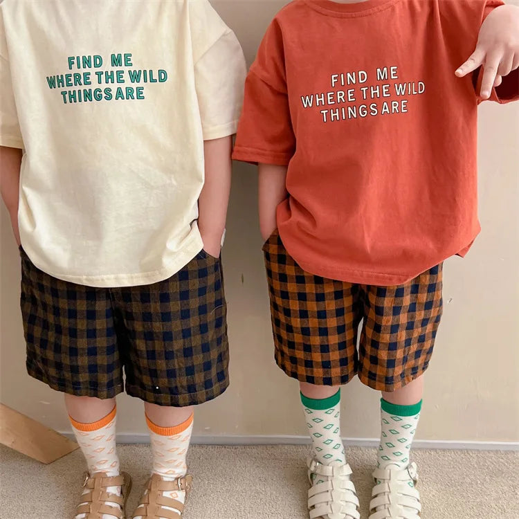 2025 Summer New Fashion Letter Print Girls T Shirts Cotton Children Short Sleeve Tops Kids Boys Casual T Shirt Baby Clothes