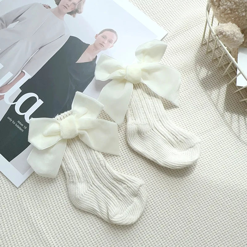 Autumn Baby Infant Socks Thick Knitted Girls Ankle Socks Big Bows Warm Cotton Children Socks Toddlers Boot Socks 0-5Years