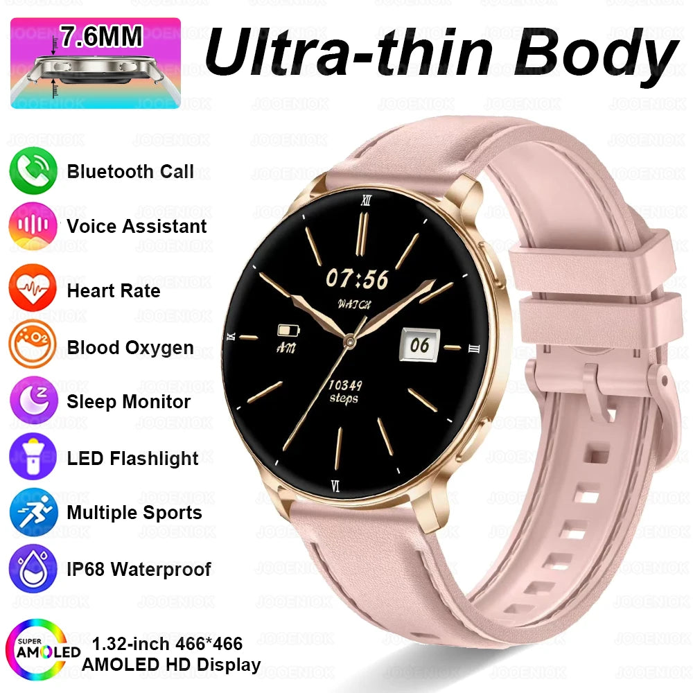 7.6MM Smart Watch 1.32'' AMOLED HD Screen Men Women Sports Watches LED Flashlight BT Call Heart Rate Health Care Smartwatch 2026