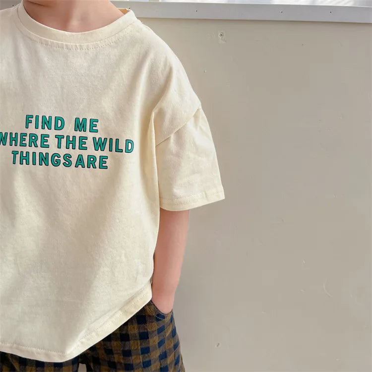 2025 Summer New Fashion Letter Print Girls T Shirts Cotton Children Short Sleeve Tops Kids Boys Casual T Shirt Baby Clothes