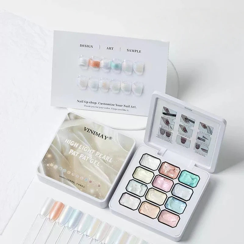 12-grid highlight aurora patting gel polish blush gradient gel polish UV gel suitable for French manicures, DIY nail art charm